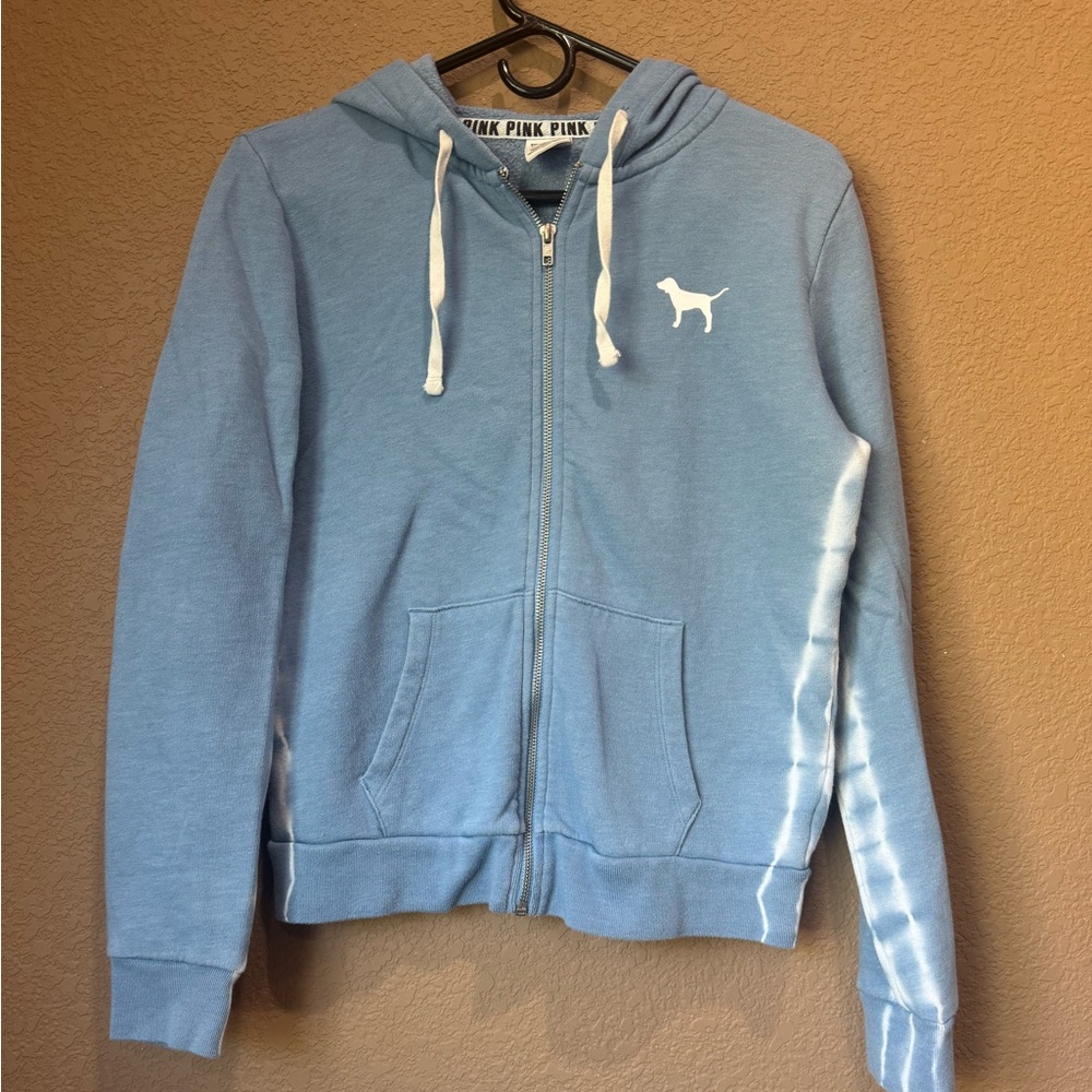 Victoria's Secret PINK Blue Fleece Zip-Up Jacket Hoodie